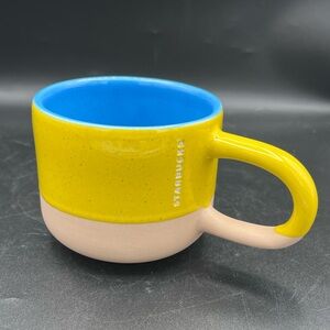 Starbucks Terra Cotta Two Tone Yellow Blue Coffee